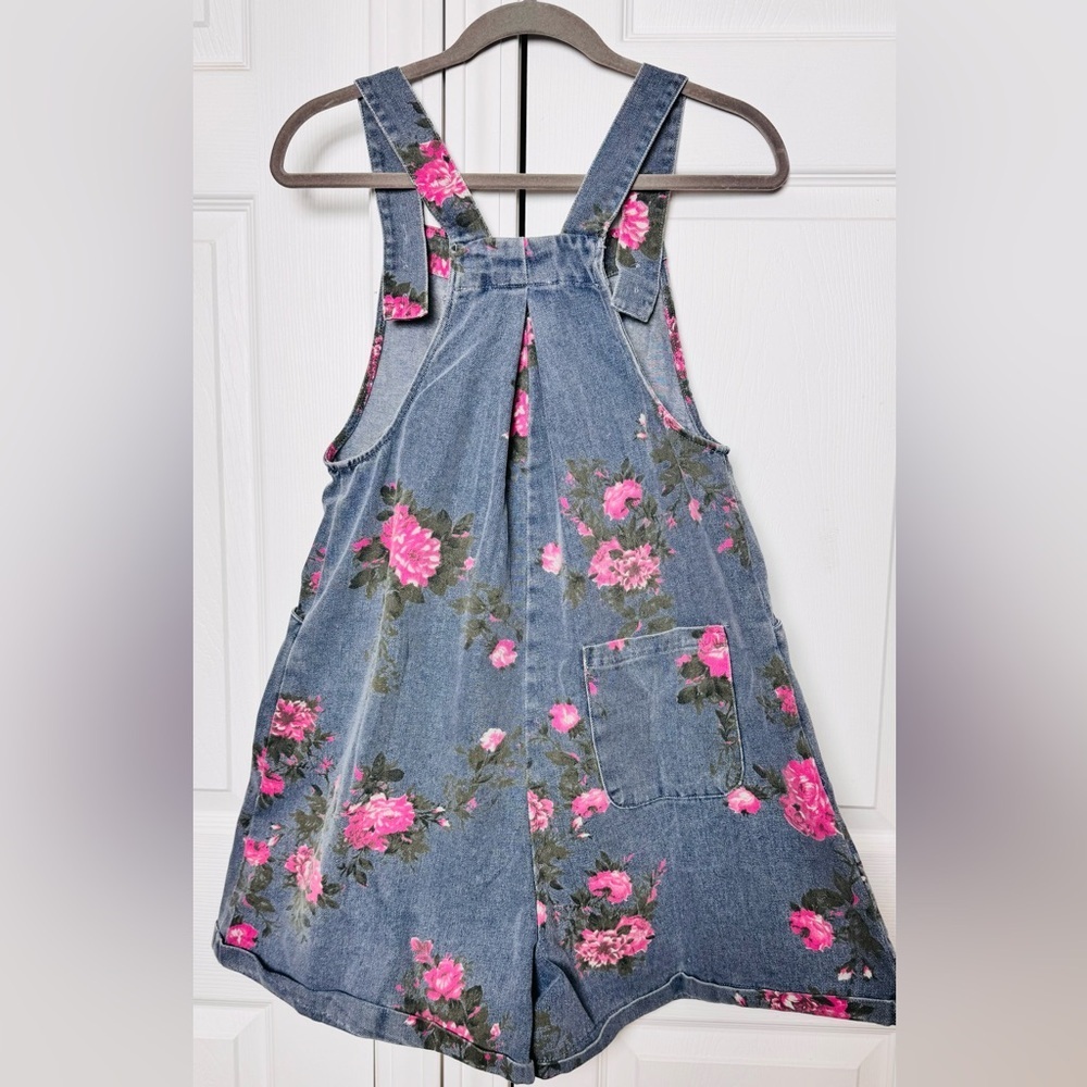 BiBi Floral Denim Overall Shorts NWT S, M,L ,XL 100% Cotton Boutique - Picture 5 of 11